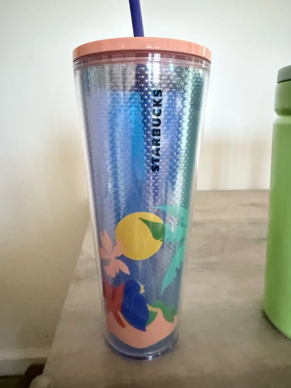 Starbucks Green, White, Pink and Blue Reusable Cold Cup Tumblers with Straws